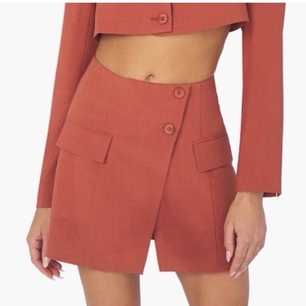 WeWoreWhat Blazer Skirt Clay Red Suiting Mini Wrap Skirt XS WWDB89-1 NEW